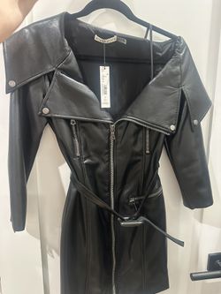 Alice + Olivia Miara Vegan Leather Moto Dress Sz 2