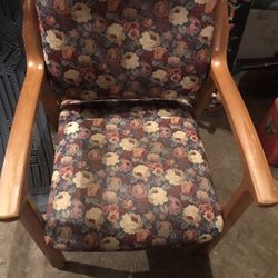 Flower Pattern Wood Chair 