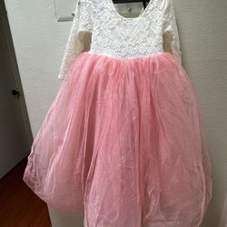 Girl’s Toddler Pink White Tulle Dress Size 110 4-5 