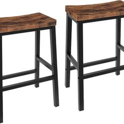 Set of 2 Bar Chairs 23.6 Inch Saddle Stools