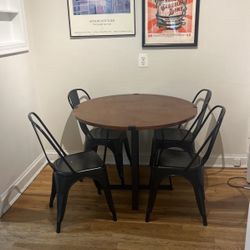 Wayfair Walnut Dining Table + 4 Iron Chairs