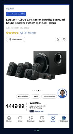 Logitech - Z906 5.1-Channel Satellite Surround Sound Speaker System (6-Piece) - Black