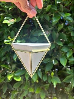 Modern Geometric Planter with Gold Metal Stand