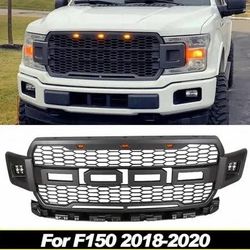 New for 18-20 Ford F150 Grill Raptor Style Front Bumper Upper Grille with letter and lights