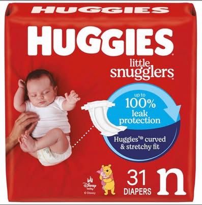 Huggies Size Newborn Diapers, Little Snugglers Baby Diapers, Size Newborn (Up To 10 Lbs), 31 Count,