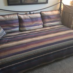 Wrought Iron Daybed With Trundle, Mattresses, Bed Cover And Shams