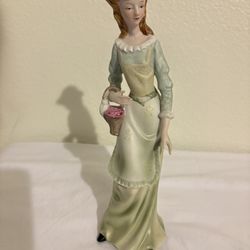 Vintage Porcelain Lady Figurine With Basket 