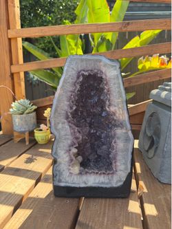Amethyst geode with deep purple crystals.