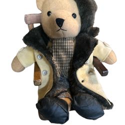 Plush teddy bear from Windsor you all dress for a winter day 18”great bear if you need a hug. The shoes are flaking a little bit look at pictures no o