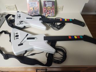Xbox 360 guitars (2) and games (2)