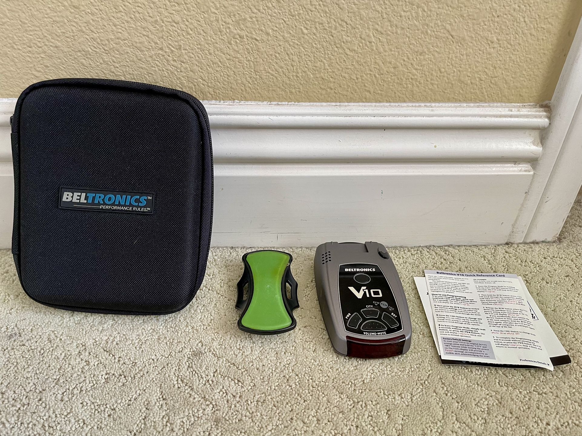 Beltronics V10 Long Range Radar Detector With Original Case, Tested , No Charger