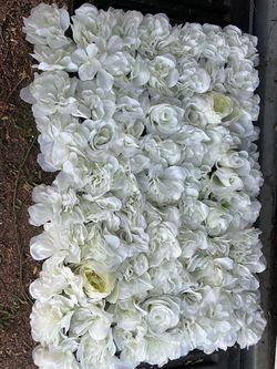 White Artificial Flower Wall Panel