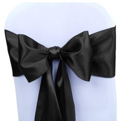 New 35PCS Black Satin Chair Sashes Bows
