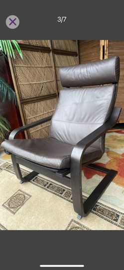 Leather and Wood Armchair, Dark Brown - Excellent condition 