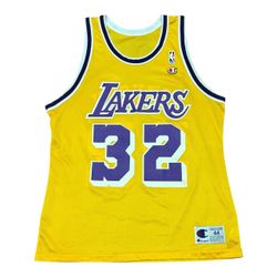 VTG Los Angeles Lakers Magic Johnson Champion Jersey Purple Yellow Gold Size 44