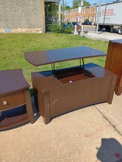 TV stand or coffee table with two nightstands dark brown