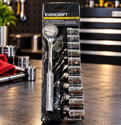 Evercraft 11 Pc 3/8” Drive Metric Socket Set Ratchet Wrench Chrome Tool Kit New