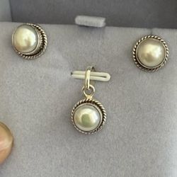 Wedding Sterling Silver 925 Pendant And Earring Set