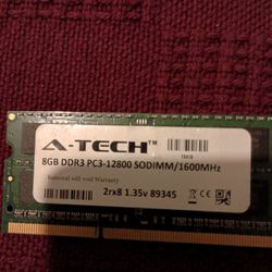 A-Tech Memory Stick 8GB DDR3 PC3-12800 SODIMM