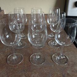 Crate and Barrel 12 Oz Long Stem Wine Glasses - 9 Glasses