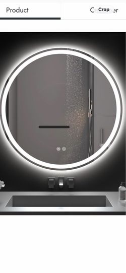 24” round LED light up mirror in silver frame