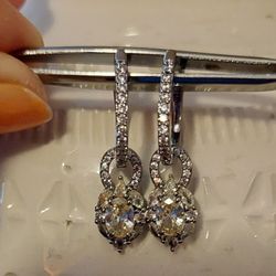 BP "Marina" Soft Lemon Cubic Zirconia Huggie Hoop Drop Charm Earrings (NEW)