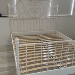 Ikea White Metal Bedframe (Queen)