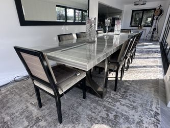 Marble Custom Made Table With 10 Designers Chair