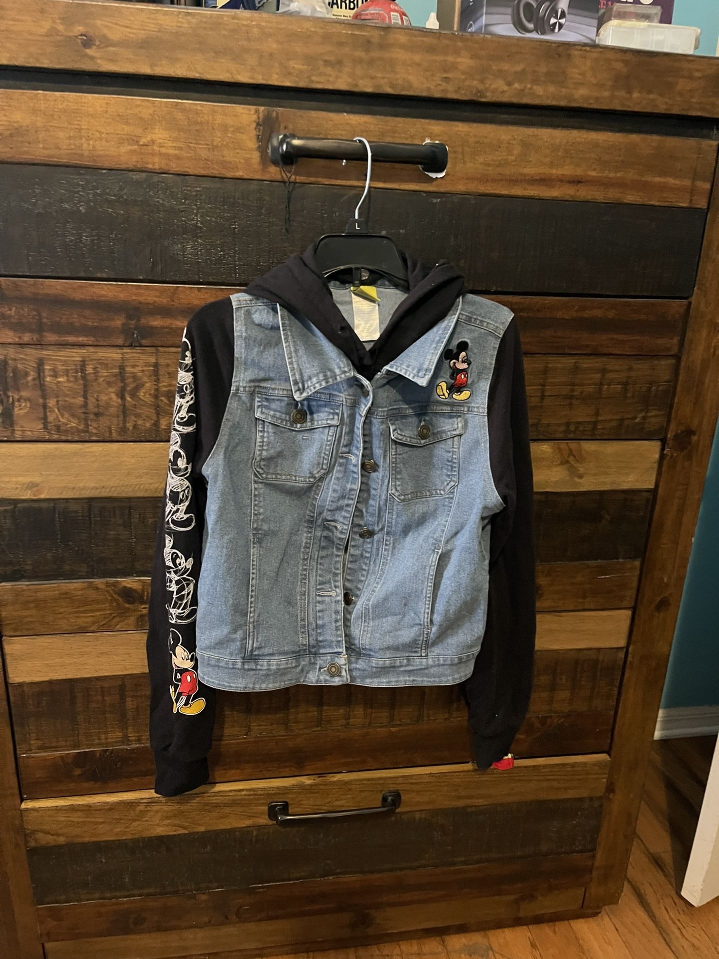 Mickey Denim Hoodie Jacket Size Medium Junior