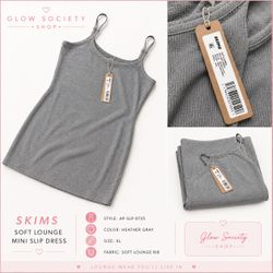NWT. SKIMS Soft Lounge Mini Slip Dress Heather Gray XL