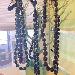 Hawaiian Koa bead ribbon necklaces