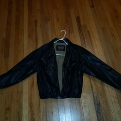 Black 100% Men's Leather Jacket Size L