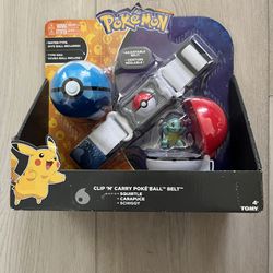 Tomy Pokemon Clip N Carry Poke Ball & Adjustable Belt with Squirtle Figure NEW