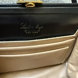 Rare! Lester Bag NY 50s Blue patent bag w sculpted brass closure 