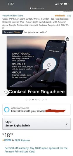 Geeni-Smart Light Switch-White-Set of 2!!