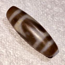Very Old Genuine Tibetan Tasso Dzi Bead, Pendant, Choker