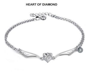 One left Queen Angel Wing Crystal Heart Anklet