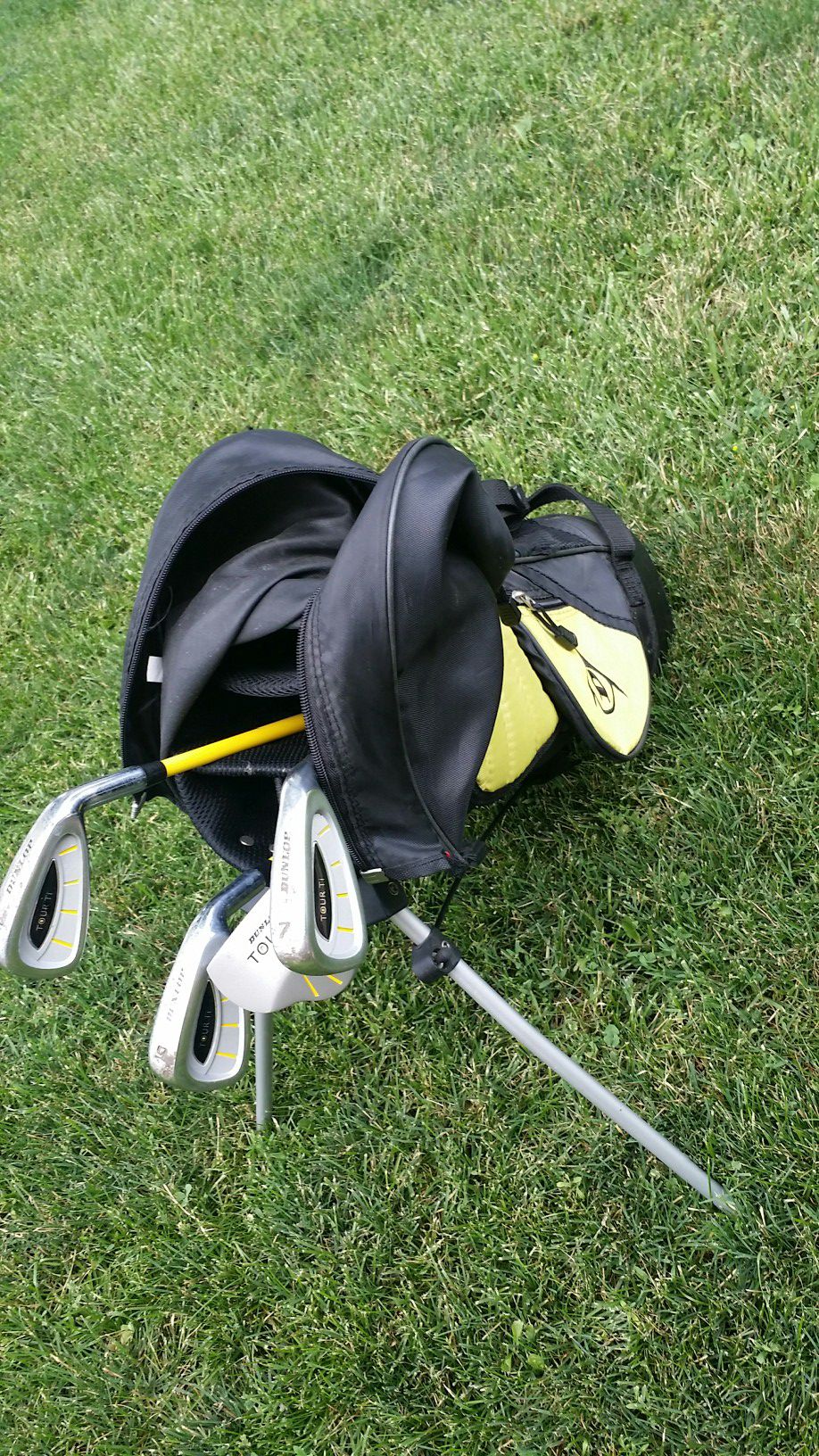 Child's golf clubs and bag