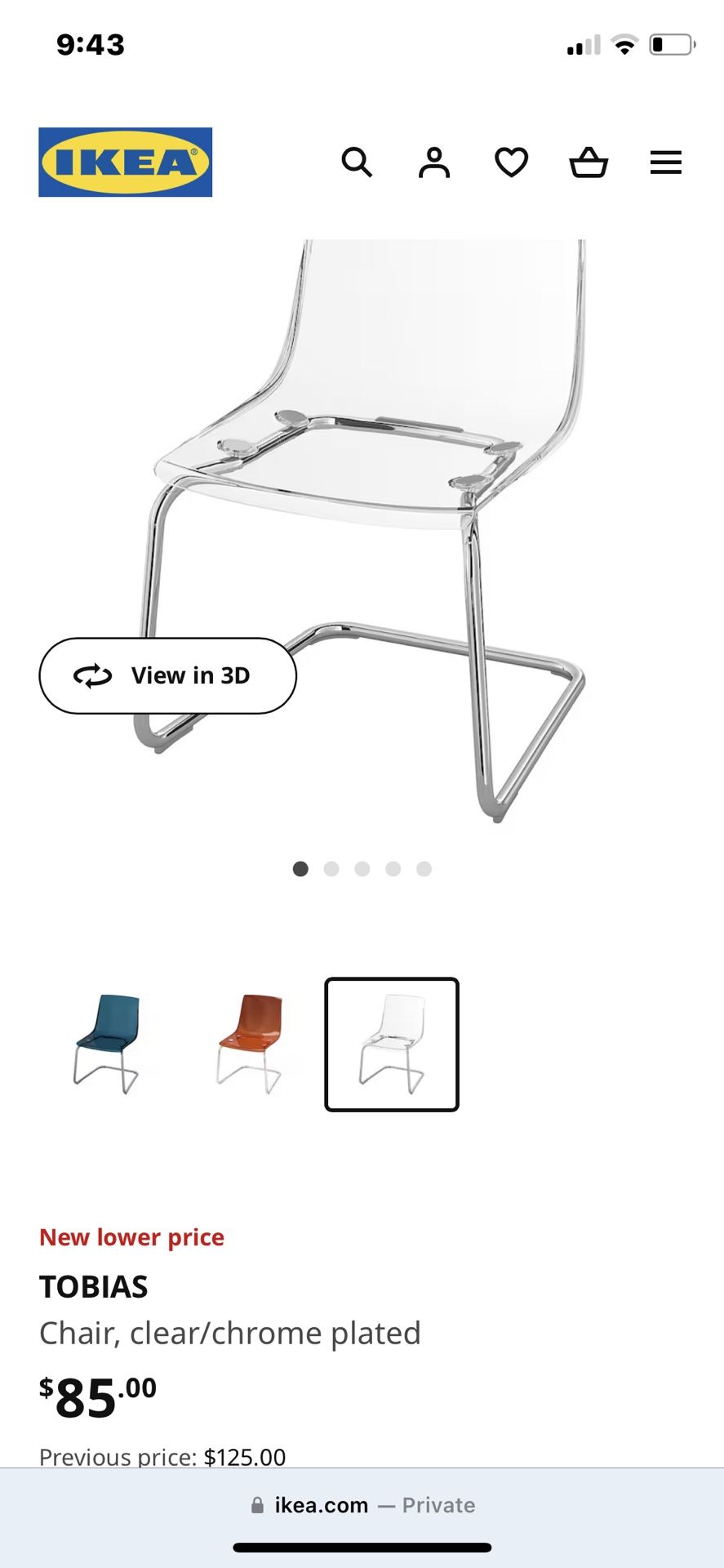 IKEA Tobias Clear Dining Chairs