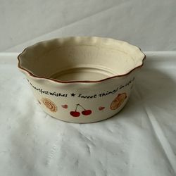 Beautiful Stoneware Bowl Decorated With Phrases: "Heartfelt Wishes, Sweet Things In Life, Fresh Baked With Love"