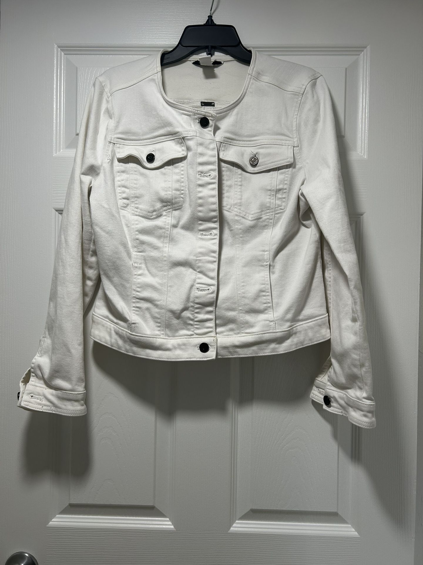 WHBM white jean jacket, size XL