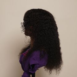 Virgin Human Hair Curly 18 Inch Lace Wig 