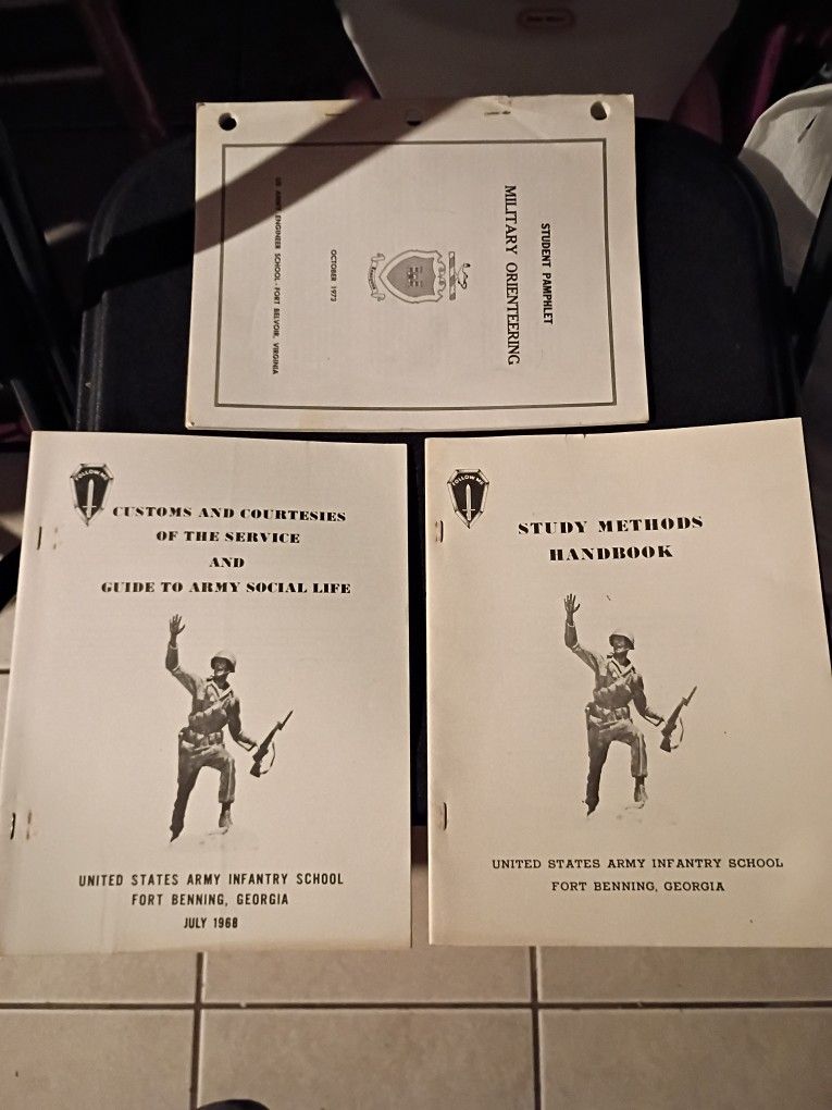 Three Vintage U.S. Army Training Pamphlets/Handbooks from the Late 1960s and Early 1970s.