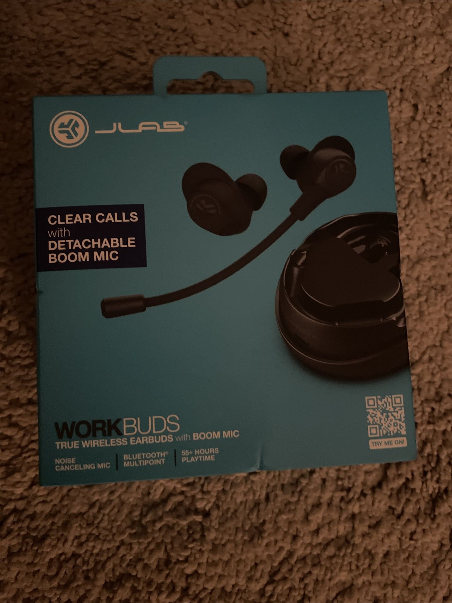 JLab Work Buds - In-Ear True Wireless Earbud Headset Detachable Boom Mic...NEW!!