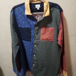 J.Crew X Even Stitch Patchwork Paisley Button Down Men Shirt Size Large Excellent Condition