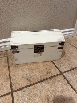 Rustic White Wooden Card Box with Slot