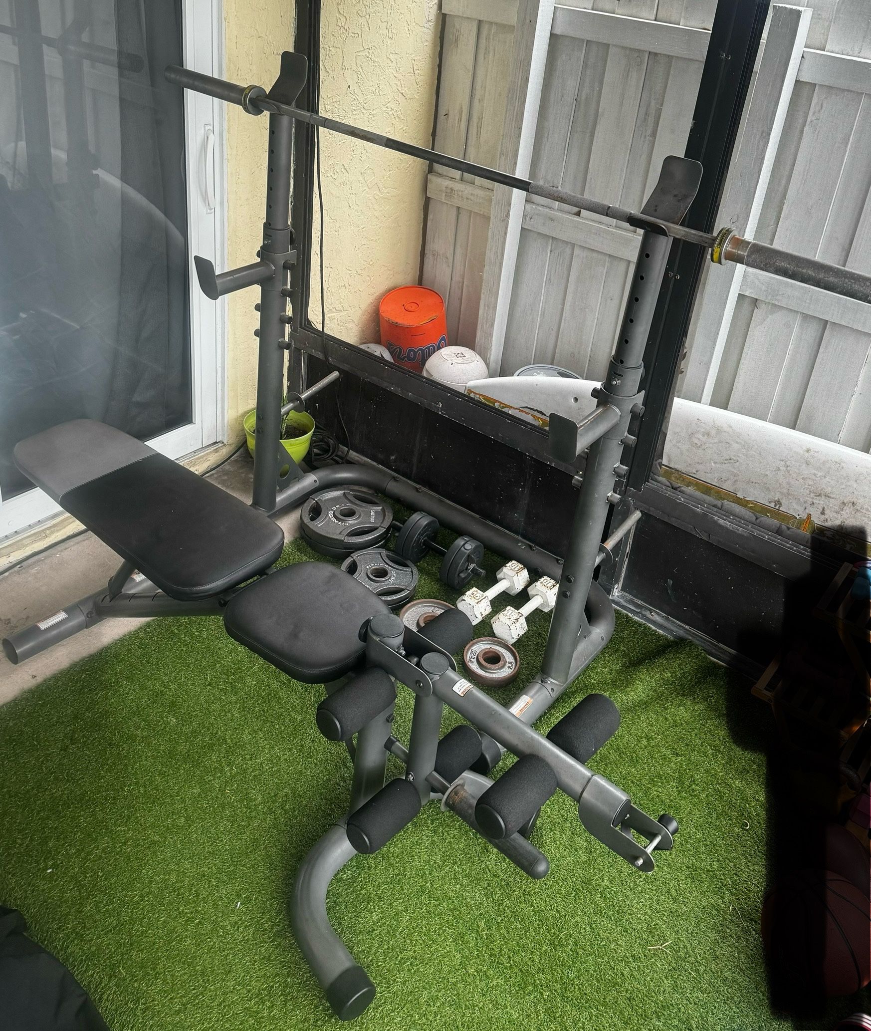 Weightlifting Set ( Bench, Rack, Bar, Weights, Dumbbells) 