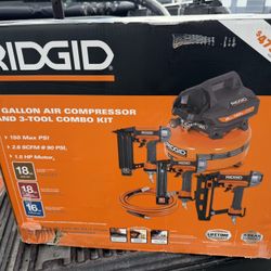6 Gal. 150 PSI Electric Air Compressor with 25 Ft. Hose, 18GA Brad Nailer, 16GA
