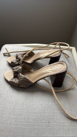 Jessica Simpson Lace-Up Block Heel Sandals Chevron Woven (size 8)__