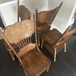 Vintage 90s Dining Room Chairs Set Of 4 SOLID OAK